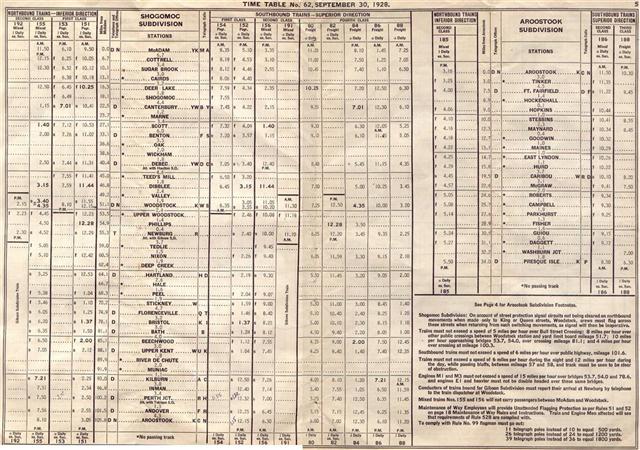 19280930 canadian pacific railway employee timetable new brunswick district