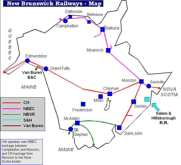 New Brunswick Railways - Map